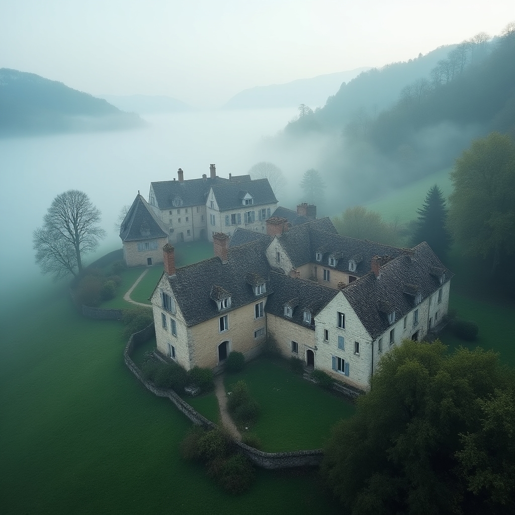 Ferme traditionnelle de Dordogne avec toit en lauze